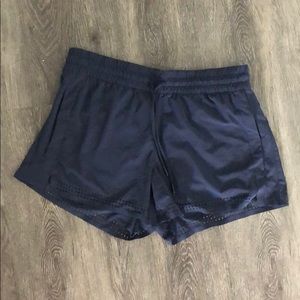 Navy Athleta Laser Cut Shorts